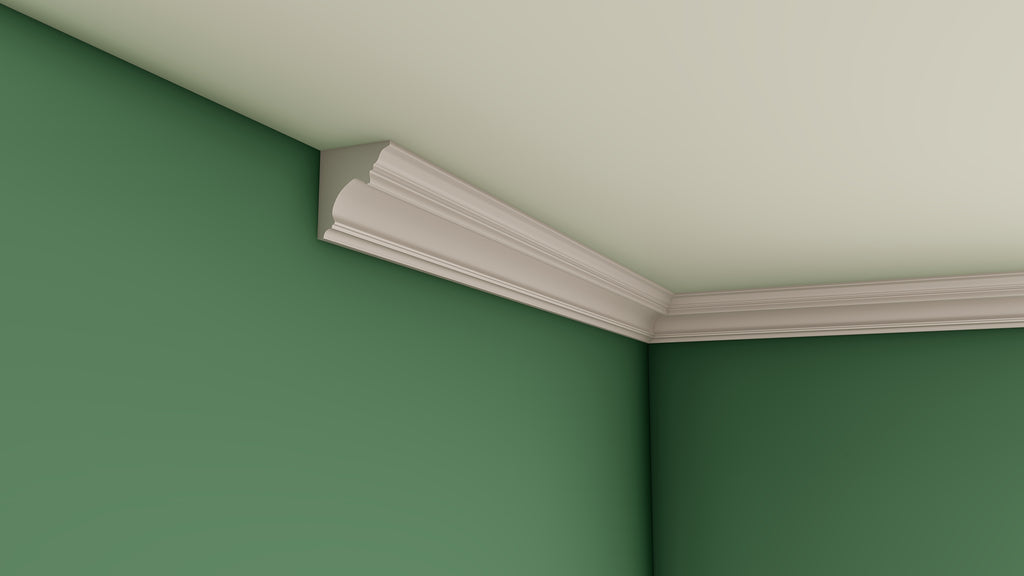 Small Victorian Plaster Swan Neck Cornice 75mm x 62mm LPMC01