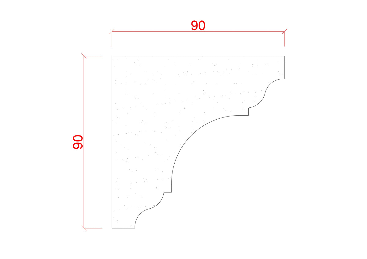 Small Plain Dove Curve Plaster Cornice 90mm x 90mm LPMC22